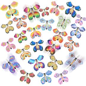 LOMIMOS 20PCS Magic Flying Butterflies, Wind Up Butterfly Gift Fairy Flying Toy for Kids Surprise Explosion Box Wedding Birthday Party Book Greeting Card(20 Styles)