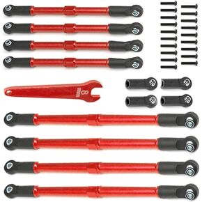 Aluminum Steering Links Turnbuckles tie Rod 5319X 5338R for 1/10 E-Revo E Revo 2.0 D251 RC Car Upgrade Parts(Red)