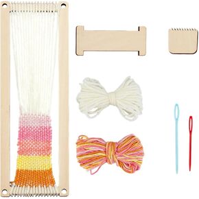 AHANDMAKER Weaving Loom Kit Loom Bracelet Weaving Bracelet Maker with Cotton Fiber Yarn Weaving Needle Small Weaving Loom Set for Beginners Weaving Lovers Crochet Knitting Craft Activity