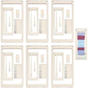 NBEADS 6 Sets Wood Weaving Loom Kit, Bookmark Weaving Loom with Weaving Comb and Weaving Crochet Needle Knitting Loom Tools for Adult Beginners Weaving and Weaving Lovers