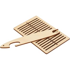 AUNMAS Wooden Weaving Kit, Shuttle Backstrap Stand 2 Piece Portable Frame for DIY Bracelets, Bags, Belts Camera Straps, Beginner Friendly Craft Weaving Tools