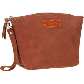 VENOULT Leather Makeup Bag with Handle, Travel Toiletry Organizer, 9.3 x 5.9 x 2.8 inches, Luxury Travel Cosmetic Organizer with Handle – Elegant Toiletry Bag with Secure Zipper (Russet)