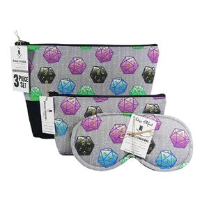 D20 Polyhedral Dice Toiletry Bag Set with Sleep Mask