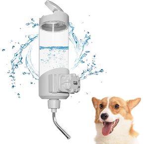 VANNON Top Fill Dog Water Dispenser for Cage, 23oz Auto Feeding Crate Water Bottle for Dogs, Cats & Rabbits, Pet Nozzle Diameter: 12mm, BPA Free, Grey