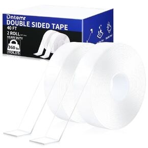 Double Sided Tape Heavy Duty 2 Rolls 3M 240" x 1.18" Removable Nano Tape for Poster Carpet Picture Hanging Strip Rug Wall - Strong Adhesive Multipurpose Mounting Drafting Clear Tape- 40 Feet