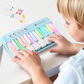iPlay, iLearn Kids Mini Piano Toy W/Rainbow Lights, Portable Travel Piano Keyboard Toddlers Musical Instrument Learning Toys, Music Interactive Birthday Gift for 2 3 4 5 6 Year Old Boys Children