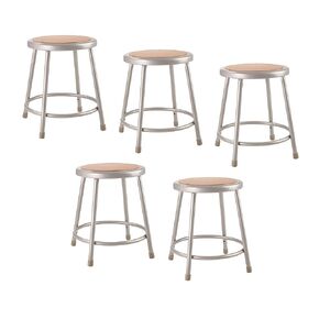 (5 Pack) National Public Seating 18" Heavy Duty Steel Stool, Grey