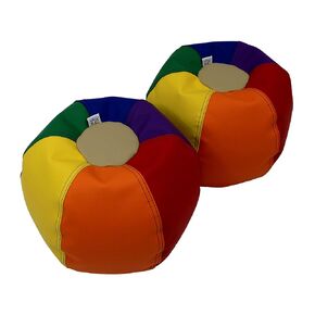 Factory Direct Partners 12285-AS SoftScape 12" Puffs, Bean Seating Set for Kids, Colorful, Flexible and Lightweight for Daycare, Preschool, Home, Playroom (2-Pack) - Assorted