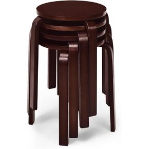 POWERSTONE Stacking Stools Set of 4, Portable Bentwood Nesting Stools, 18 Inch School Chairs Flexible Seating for Students Adults Classroom Elementary Home Kitchen Dining Room Use Natural