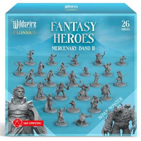 Classic Heroes - Mercenary Guild - 51 Paintable Characters for DND Miniatures Bulk I 28mm Dungeons Dragons D&D Miniatures I DND Minis D&D Figures Dungeons Dragons Figures Pathfinder Compatible