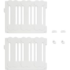 Dog Playpen with Door & Whelping Box, 6-Panel Lightweight Plastic Fence for Small to Medium Pets, Indoor/Outdoor Use, Portable, Durable, Non-Slip, Easy Assembly (White, Regular, 6)