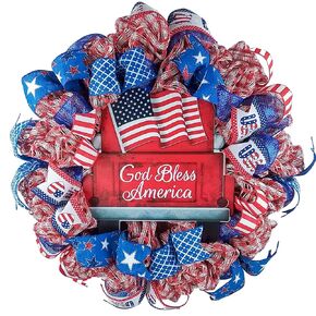 Patriotic Wreath, American Flag Decor, Independence Day Door Hanger, Memorial Day Home Decorations