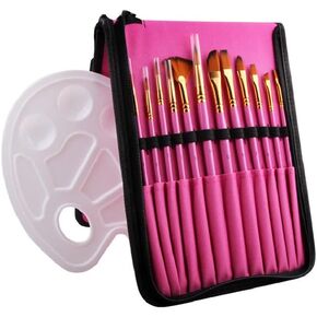 JSEIAJB 12 / Set Nylon Hair Wooden Handle Water Color Painted Brush Pen Wash Scraper Acrylic Painting Art Coating Brush(Black-JoJo's Bizarre Adventure1)