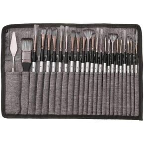 JSEIAJB 24 pcs/Set Nylon Hair Wooden Handle Watercolor Paint Brush Pen Scrubbing Scraper