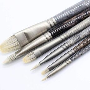 JSEIAJB 6pcs Hair Birch Rod Watercolor Paint Brush Professional Oil Gouache Acrylic Decorative Art Supplies