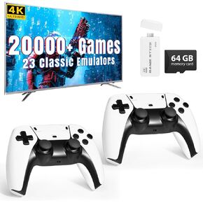 وحدة التحكم في الألعاب الرجعية ، ألعاب الفيديو اللاسلكية عصا 4K HDMI الإخراج ، التوصيل والتشغيل وحدة التحكم في ألعاب الفيديو التلفزيونية ، 20000+ ألعاب مدمجة ، وحدات تحكم لاسلكية 2.4 جيجا هرتز ، وحدة تحكم محاكي اللعبة 2025 (64 جيجابايت)