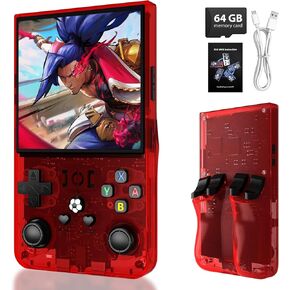 R36MAX Retro Handheld Game Console,4.0 Inch IPS Screen Linux System with 64GB TF Card,Retro Gaming Console Built in 18000+ Games,Retro Game Console for Adults,4000mAh Battery (Blue)