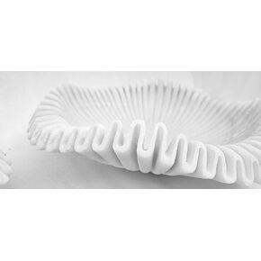 Handmade Marble Scalloped Bowl/Decorative Ruffle Bowl/Home Decor Bowl/Vintage Ring Bowl/Natural Marble Ruffle Bowl/Handcrafted White Marble Bowl/Wedding Gifts/Urli (Set of 5, 7 and 10 Inches) in Kuwait