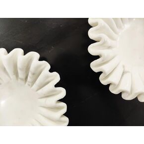 Indian Carrera Marble Bowl Fruit Bowl, Stone Bowl Decorative Bowl Decorative Trays Marble Fruit Bowl Marble Ruffle Bowl Marble Floral Bowl (7 inch)