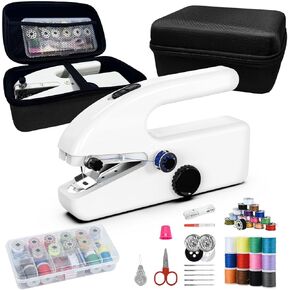 Unique sewing experience: Handheld sewing machine with storage box, portable package,mini sewing machine for travel, including various accessories and tools，off
