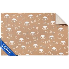 Cooyes Large Dog & Cat Food Mat 17.5"×36", Ultra-Absorbent Dog Bowl Mat for Food and Water, Pet Feeding Mat with Non-Slip Rubber Back, Pet Placemats with Water-Locking Bottom That Protects Floors
