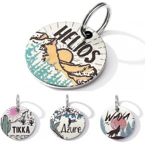 Colorful Dog Tags Personalized, Engraved Dog Tags with Colored Printing for Pets, Dog Name tag with deep Engraving, Custom pet ID Tags, Customizable cat Collar Holder tag (Daisy)