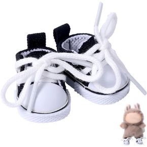 Doll Shoes, Black Mini Cute Canvas Shoes Outfit Replacement Accessories for 15cm & 17cm Doll
