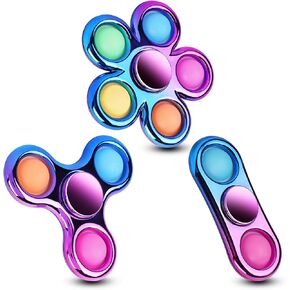 FIGROL 3 Pack Pop Fidget Spinners for Party Favors｜Hand Fidget Bulk Toys for Classroom Return Prizes｜Sensory Fidget Toys for Teens Boys Girls｜Brithday Gifts Prizes