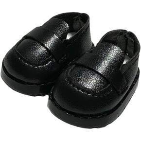 2 Pairs Doll Shoes for 17cm Doll, Mini PU Leather Loafers for 6.7 Inches Dolls, Fashion Doll Clothes & Outfit Accessories Replacement for 15cm 17cm Doll (Black & White)
