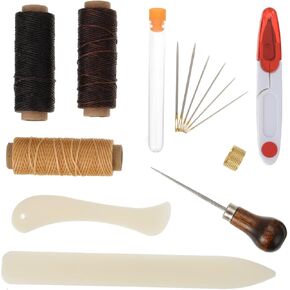 Shappy 15 Pieces Bookbinding Kit Starter Tools Set Bone Folder Paper Creaser, Waxed Thread, Awl, Large-Eye Needles for DIY Bookbinding Crafts and Sewing Supplies