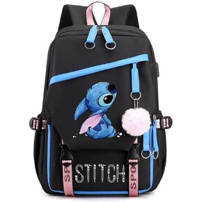 Fashion Trend Backpack Anime Cosplay Laptop Backpack With USB and Cute Cartoon Pattern (blue)