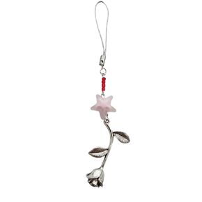Rose Charm Lanyard for Phone Case, Bag Accessories, Star Beads Pendant for Key Chain, Beautiful Lanyard for Friends and Family