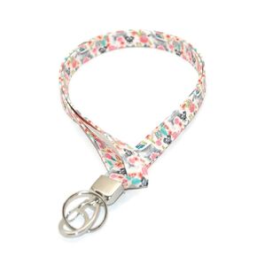 Schnauzer Dog Floral Fabric Hanging Lanyard For Work ID or Keys
