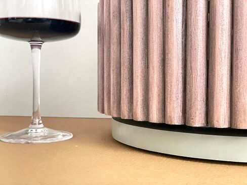 Handcrafted wooden wine rack holder with 5 bottle slots - Made in USA. Functional turntable wine bottle holder for countertops with rotating base. (Dark Brown/Sage) in Saudi Arabia