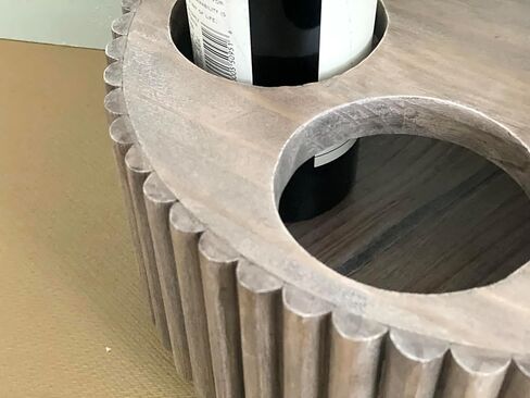 Handcrafted wooden wine rack holder with 5 bottle slots - Made in USA. Functional turntable wine bottle holder for countertops with rotating base. (Dark Brown/Sage) in Saudi Arabia