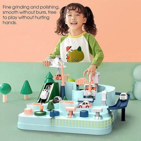 Car Rescue Adventure Toys for 3 4 5 6 7 8 Years Old Boys Girls,City Rescue Toy Set Montessori Car Race Tracks Parking Playsets for Toddlers (Macaron) in Saudi Arabia