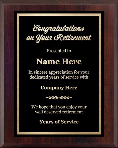 Customized Retirement Plaque Award – Laser Engraved Personalized Gift – Choose Your Size – Customize Now! (8x10) in Saudi Arabia