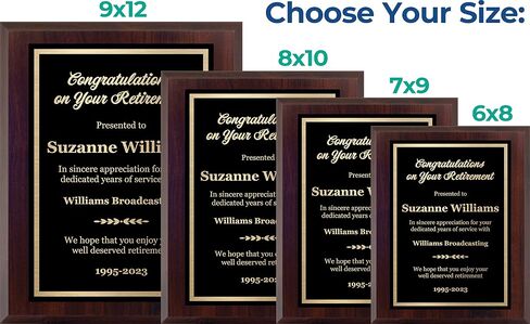 Customized Retirement Plaque Award – Laser Engraved Personalized Gift – Choose Your Size – Customize Now! (8x10) in Saudi Arabia
