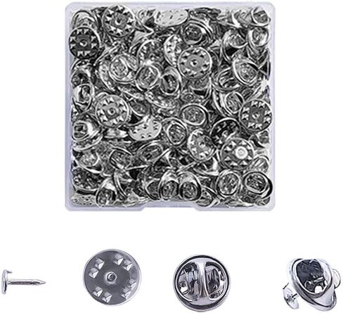 100 PCS Metal Locking Pin Backs Replacement, Butterfly Tie Tacks, Pin Keepers for Brooch, Hat Uniform Badges, Pin Backs Replacement (Silver) in Saudi Arabia