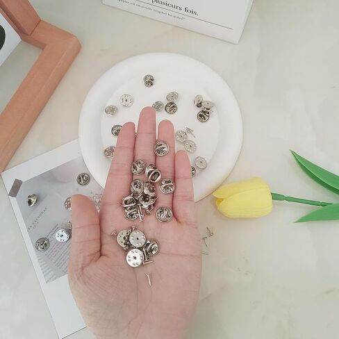 100 PCS Metal Locking Pin Backs Replacement, Butterfly Tie Tacks, Pin Keepers for Brooch, Hat Uniform Badges, Pin Backs Replacement (Silver) in Saudi Arabia