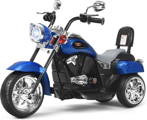 Costzon Kids Motorcycle, 6V Battery Powered Ride on Chopper Motorcycle w/Horn, Headlight, 3-Wheel Stable Ride on Toys, Electric Toddler Motorcycle for Kids, Gift for Boys Girls (Blue) in Saudi Arabia