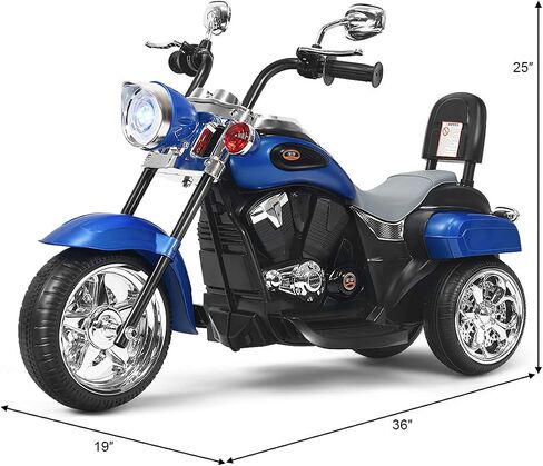 Costzon Kids Motorcycle, 6V Battery Powered Ride on Chopper Motorcycle w/Horn, Headlight, 3-Wheel Stable Ride on Toys, Electric Toddler Motorcycle for Kids, Gift for Boys Girls (Blue) in Saudi Arabia