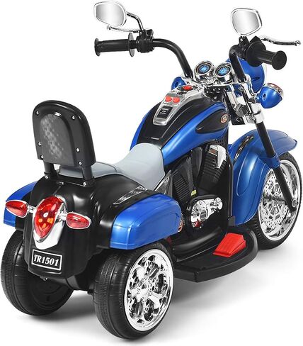 Costzon Kids Motorcycle, 6V Battery Powered Ride on Chopper Motorcycle w/Horn, Headlight, 3-Wheel Stable Ride on Toys, Electric Toddler Motorcycle for Kids, Gift for Boys Girls (Blue) in Saudi Arabia