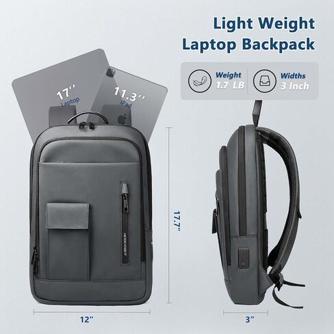 Slim Business Backpack With USB Charging Port Lightweight Anti-theft Travel Backpacks 15.6 inch Water Resistant Laptop Bag for Work Office College in Saudi Arabia