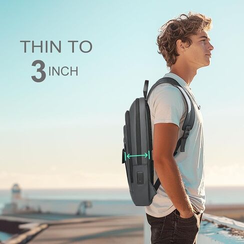 Slim Business Backpack With USB Charging Port Lightweight Anti-theft Travel Backpacks 15.6 inch Water Resistant Laptop Bag for Work Office College in Saudi Arabia