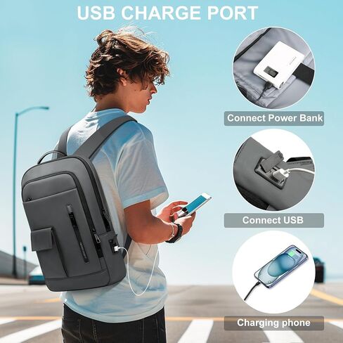 Slim Business Backpack With USB Charging Port Lightweight Anti-theft Travel Backpacks 15.6 inch Water Resistant Laptop Bag for Work Office College in Saudi Arabia