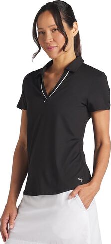 PUMA GOLF Women's CLOUDSPUN Piped SS Polo, DEEP Navy in Saudi Arabia