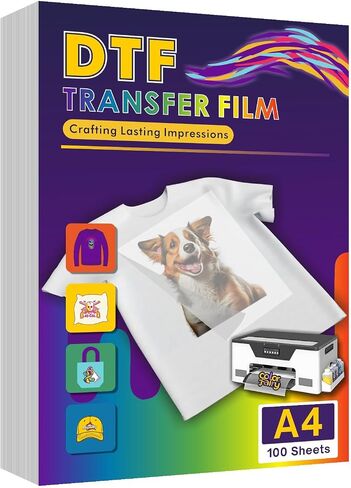 Colorfairy DTF Transfer Film 13" x 19", 100 of Sheets A3+ Double-Sided Matte PET Heat Transfer Paper, Universal for All T-Shirts & Dark Fabrics, Vibrant Colors, Easy Peel Hot/Cold in Kuwait