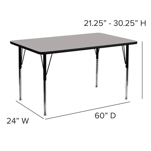 EMMA + OLIVER 24x60 Oak HP Laminate Adjustable Activity Table in Kuwait