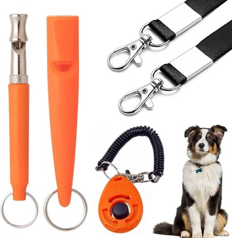3 PCS Dog Whistles Set, Adjustable Recall Dog Training Whistle Silent Dog Whistle to Stop Barking with Lanyard,Dog Clicker(Orange) in Saudi Arabia